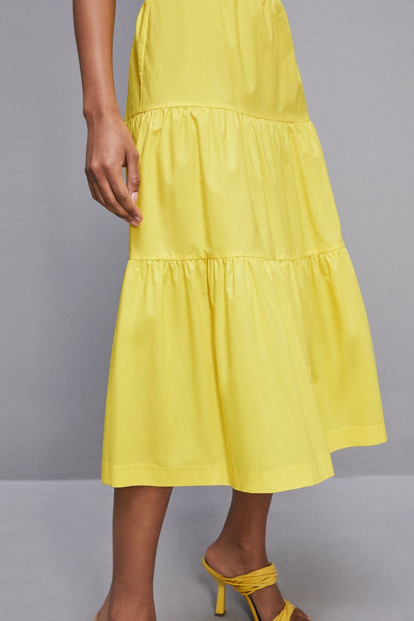 Patrizia Pepe Cotton Poplin Midi Skirt Żółte | 2761MLAXT