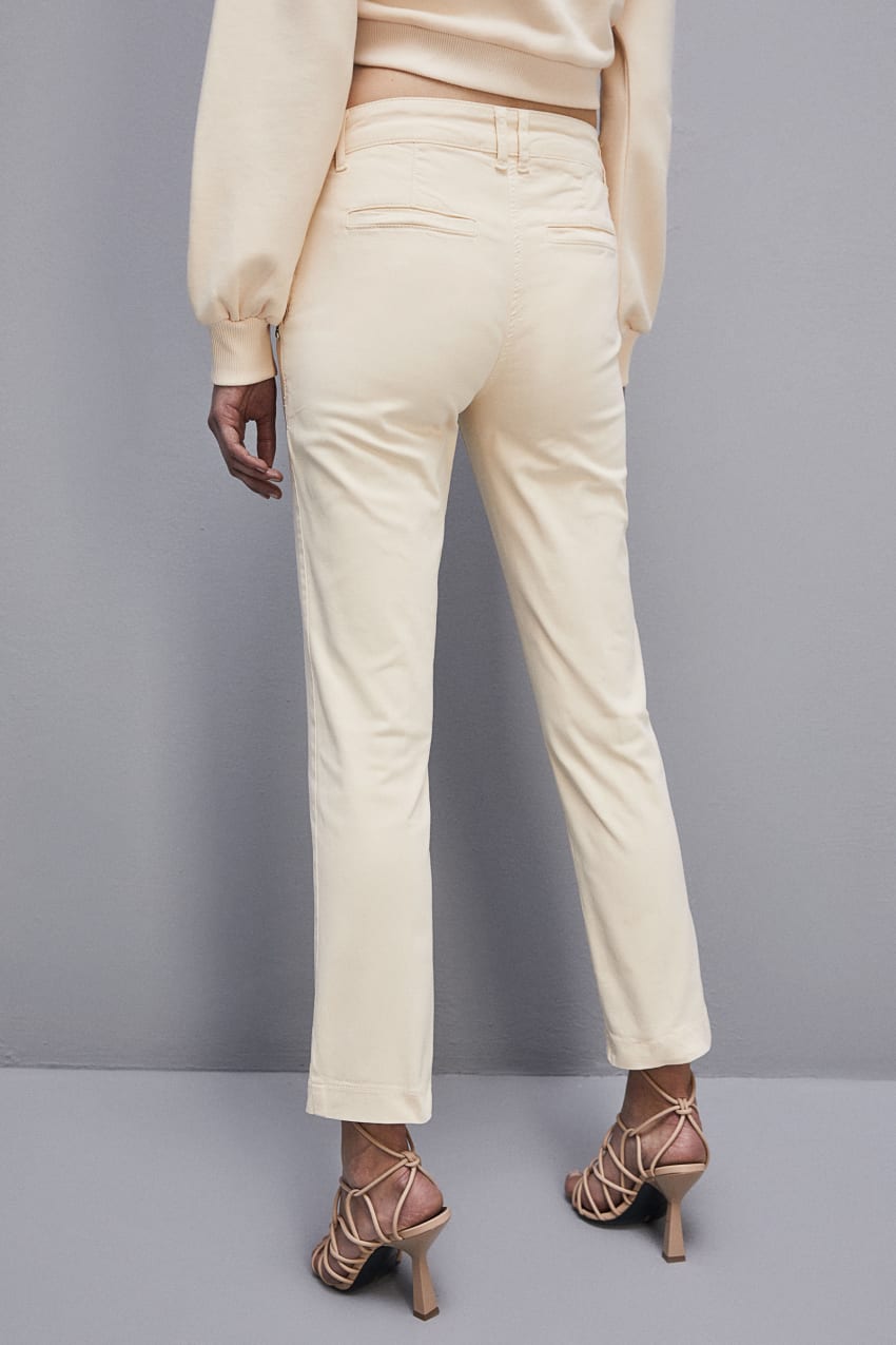 Patrizia Pepe Cotton Satin Chino Pants Beżowe | 0837RXPBV