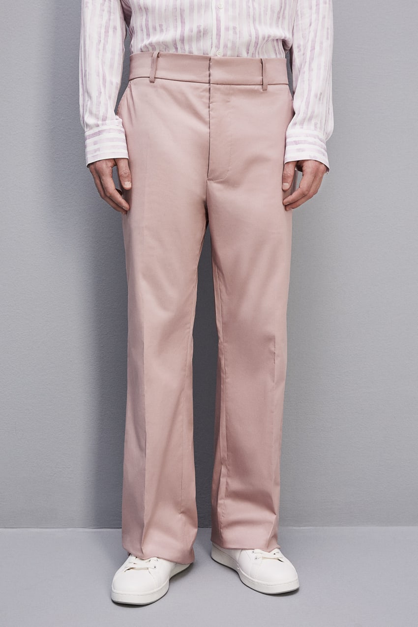 Patrizia Pepe Cotton Twill Trumpet Pants Różowe | 3975OILCS