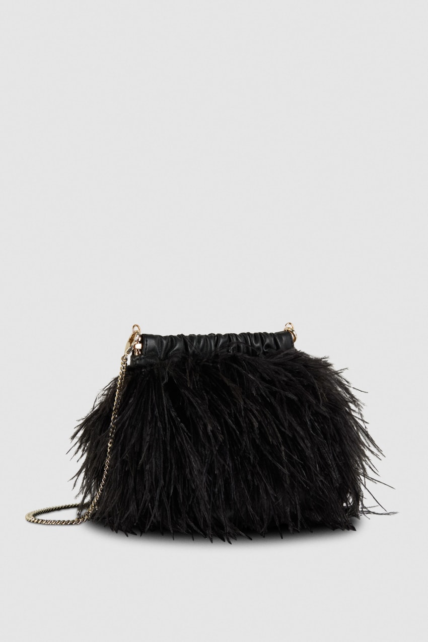 Patrizia Pepe Crossbody Bag With Feathers Czarne | 2468ONHUA