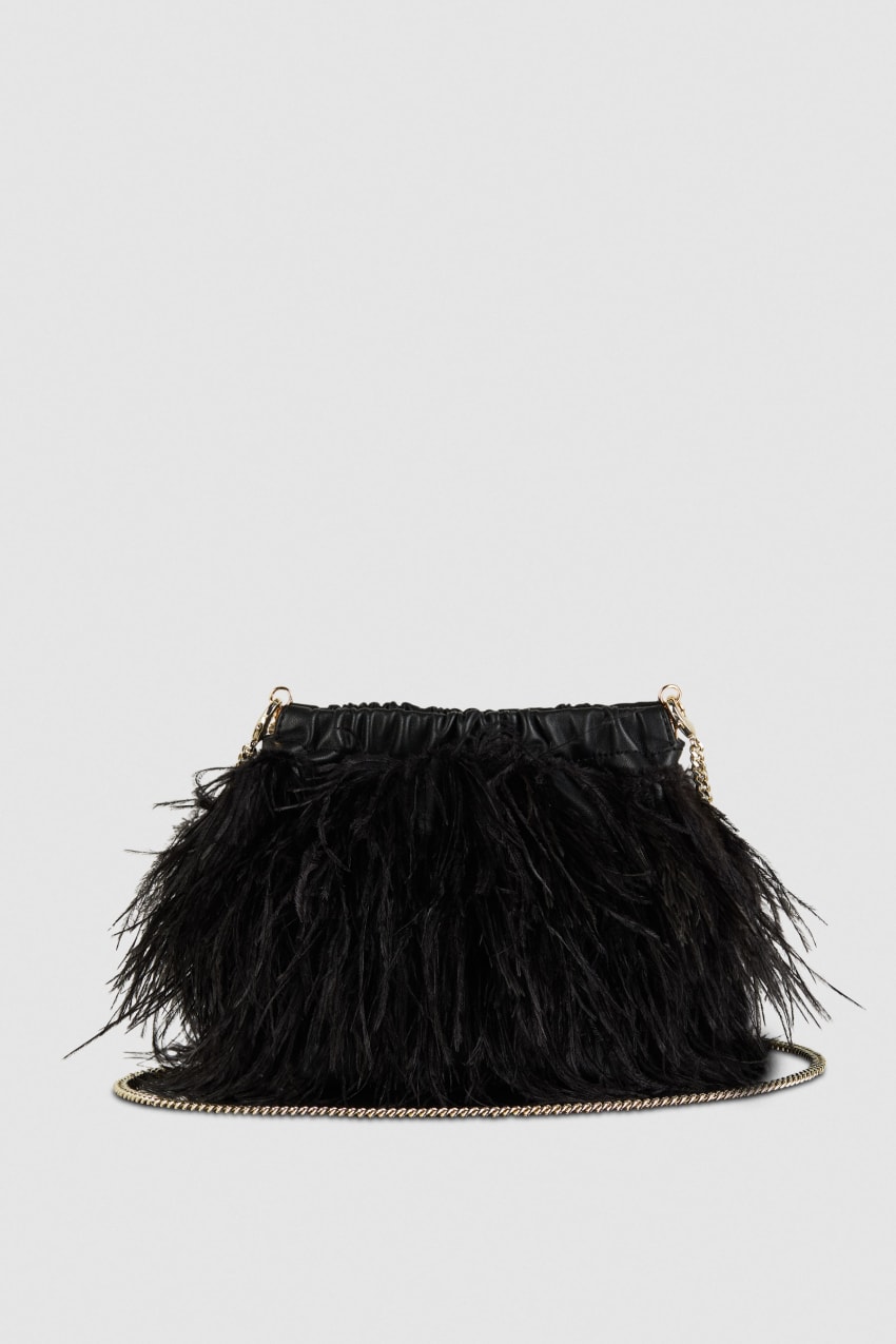 Patrizia Pepe Crossbody Bag With Feathers Czarne | 2468ONHUA