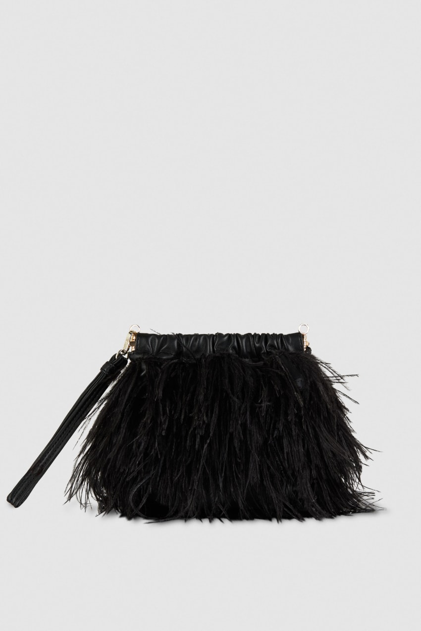 Patrizia Pepe Crossbody Bag With Feathers Czarne | 2468ONHUA