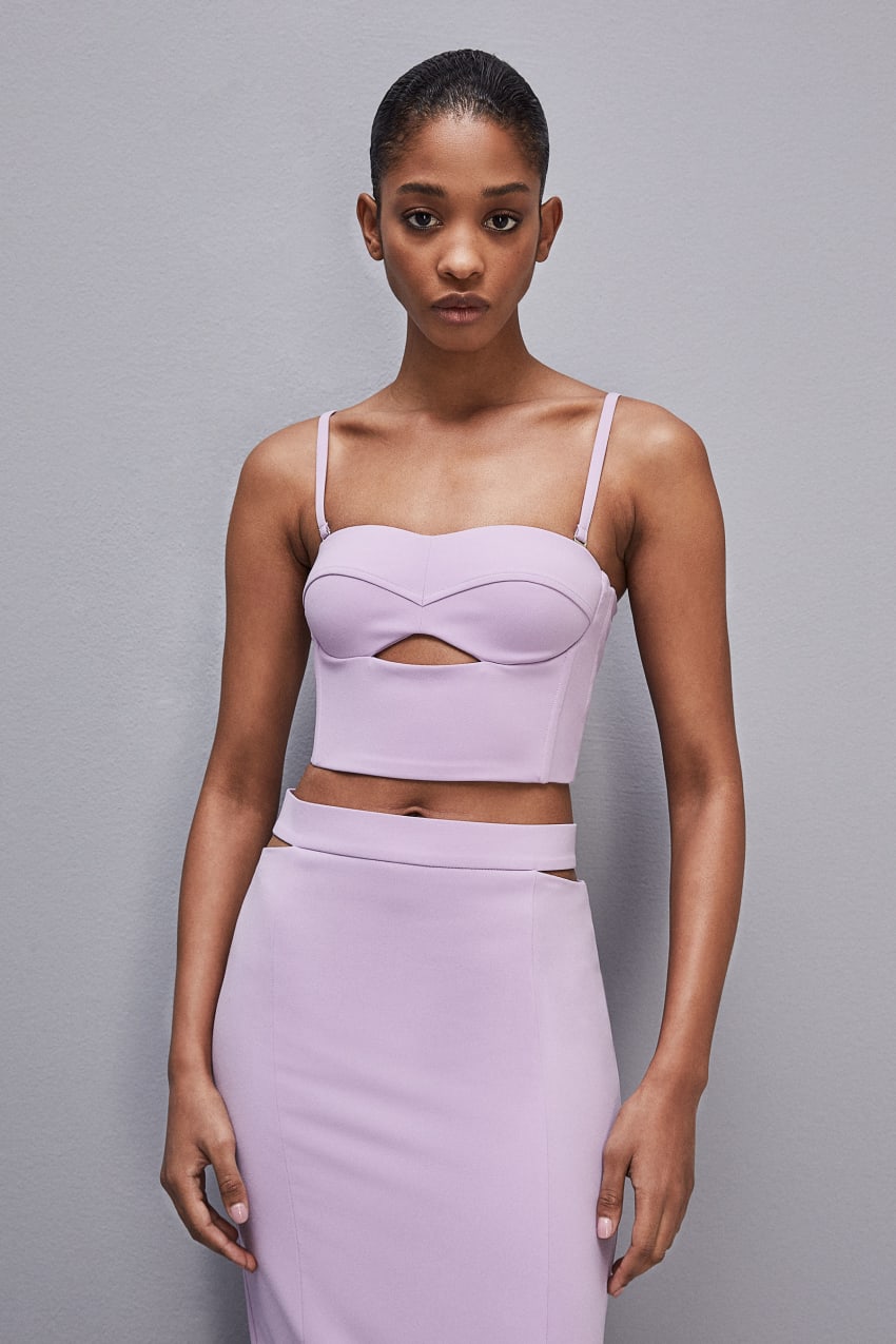 Patrizia Pepe Cut-out Bustier Top In Sablé Crepe Fabric Fioletowe | 9681WOYAM