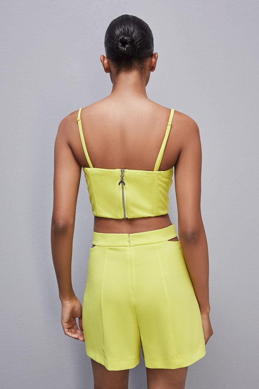 Patrizia Pepe Cut-out Bustier Top In Sablé Crepe Fabric Żółte | 6804SPWTV