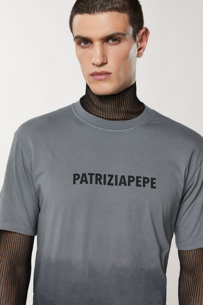 Patrizia Pepe Degradé Cotton T-shirt Szare | 8029JZQMW