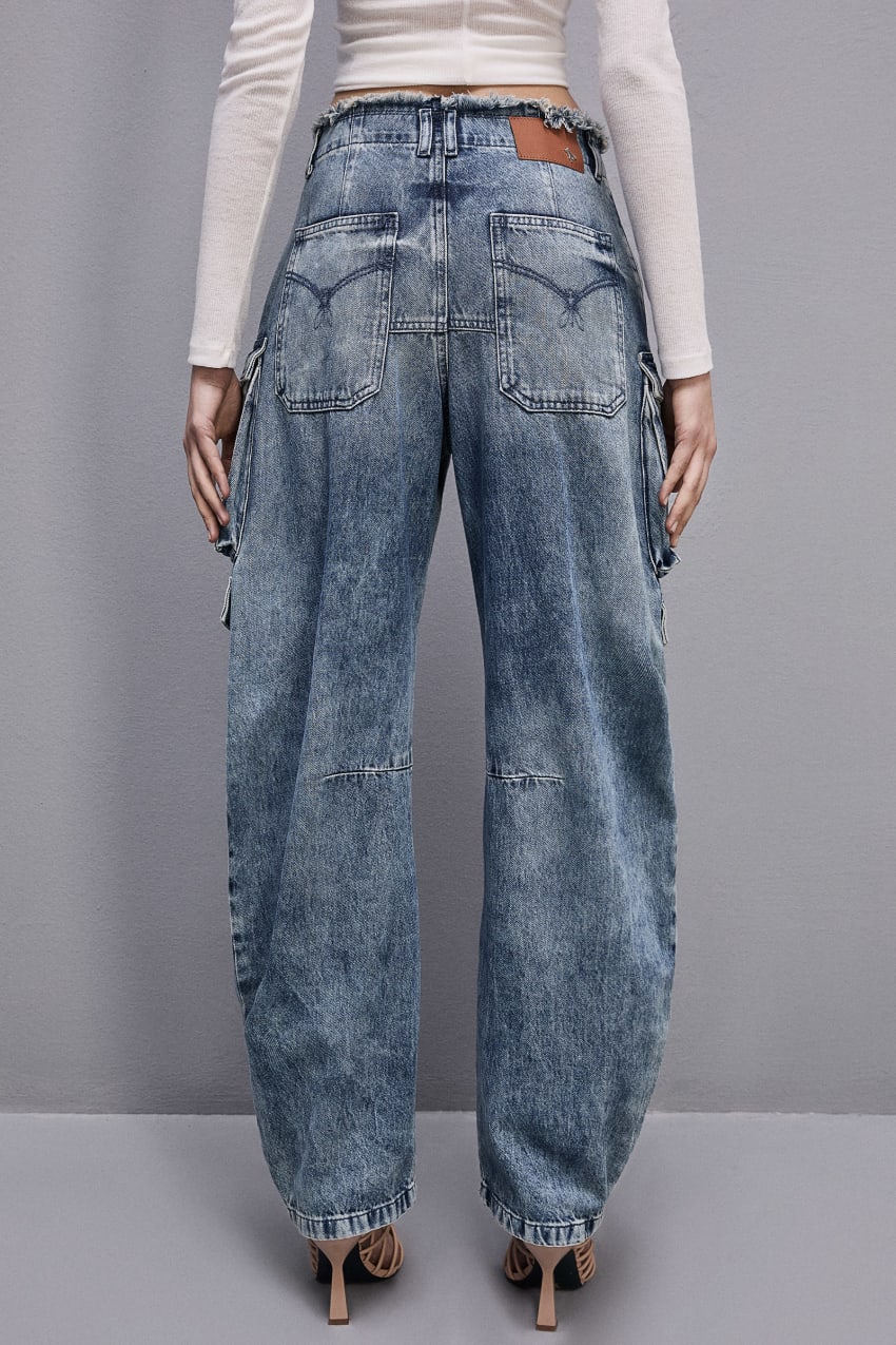 Patrizia Pepe Denim Cargo Pants Głęboka Niebieskie | 7306MUVRD