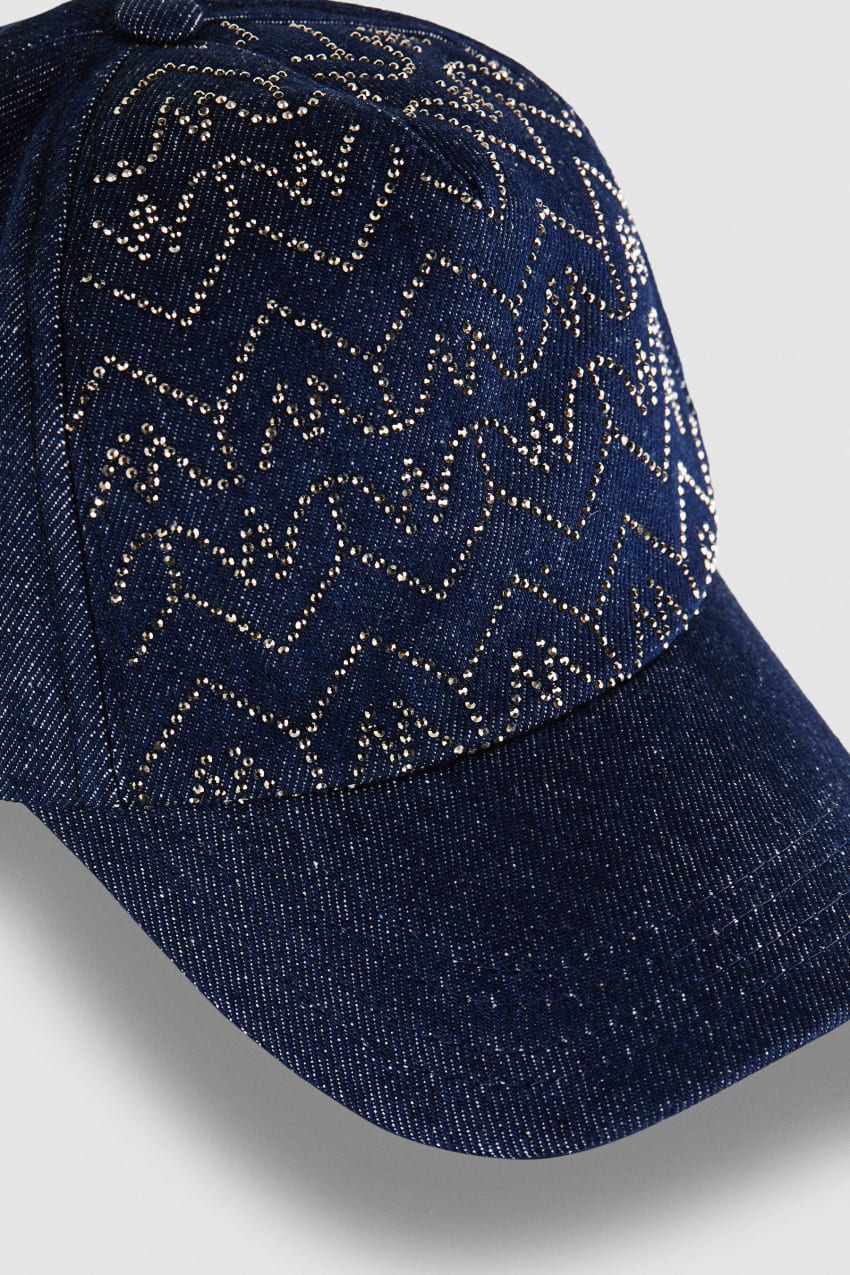 Patrizia Pepe Denim Fly Monogram Baseball Cap Głęboka Niebieskie | 2938UCIOP