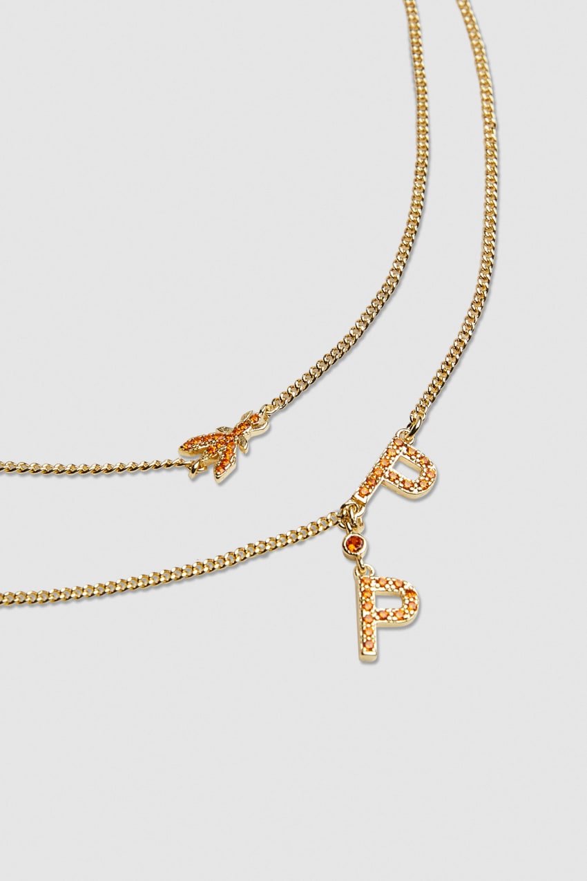 Patrizia Pepe Double Chain Brass Necklace Pomarańczowe | 5710YVBJL