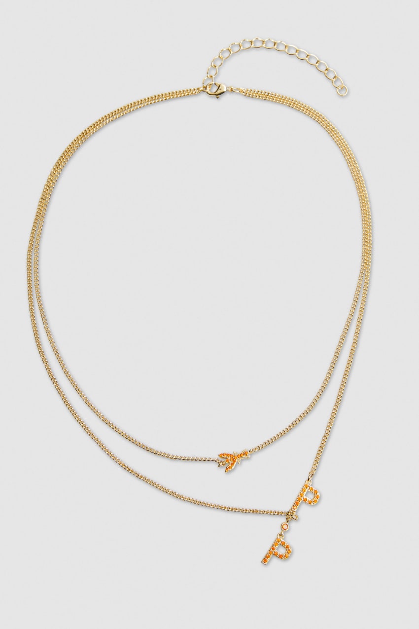 Patrizia Pepe Double Chain Brass Necklace Pomarańczowe | 5710YVBJL