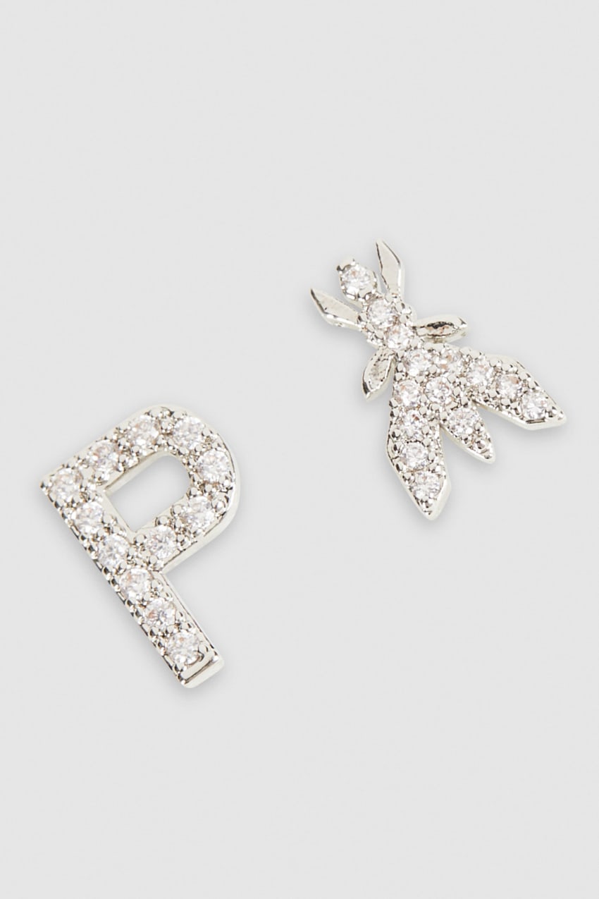 Patrizia Pepe Earrings With Rhinestones Srebrne | 6215BIMQK