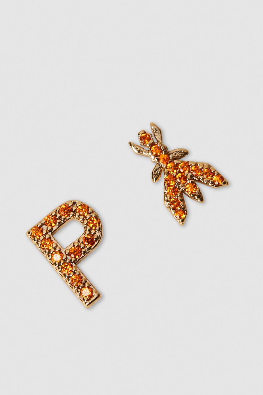 Patrizia Pepe Earrings With Rhinestones Pomarańczowe | 1460YODAV