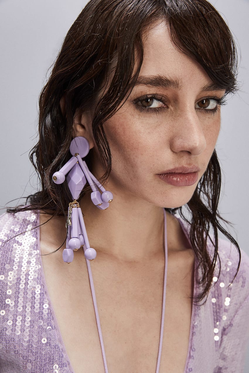 Patrizia Pepe Earrings With Techno Pop Fly Appliqué Różowe | 0825CNTEJ