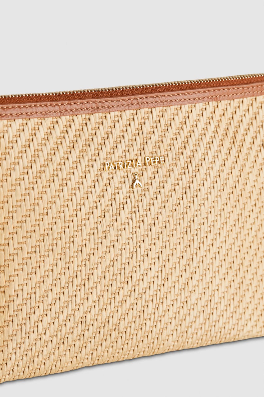 Patrizia Pepe Envelope Bag In Woven Fabric Brązowe | 5608SINMZ