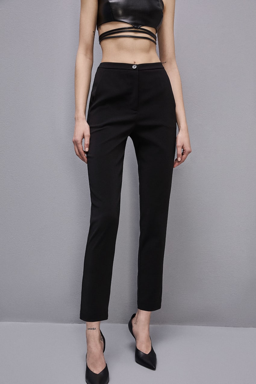 Patrizia Pepe Essential Cigarette Pants Czarne | 5206DNTHJ