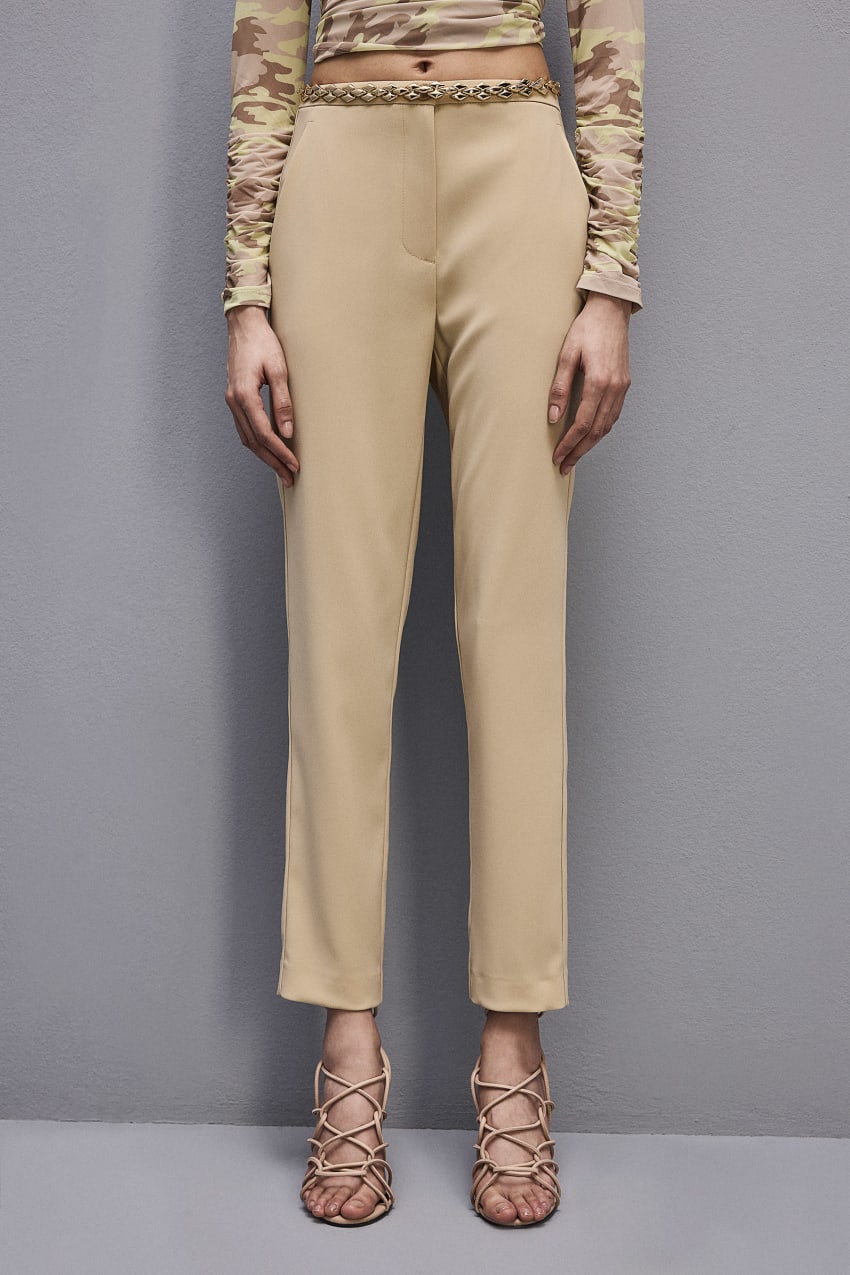 Patrizia Pepe Essential Cigarette Pants Beżowe | 8607FDBXI