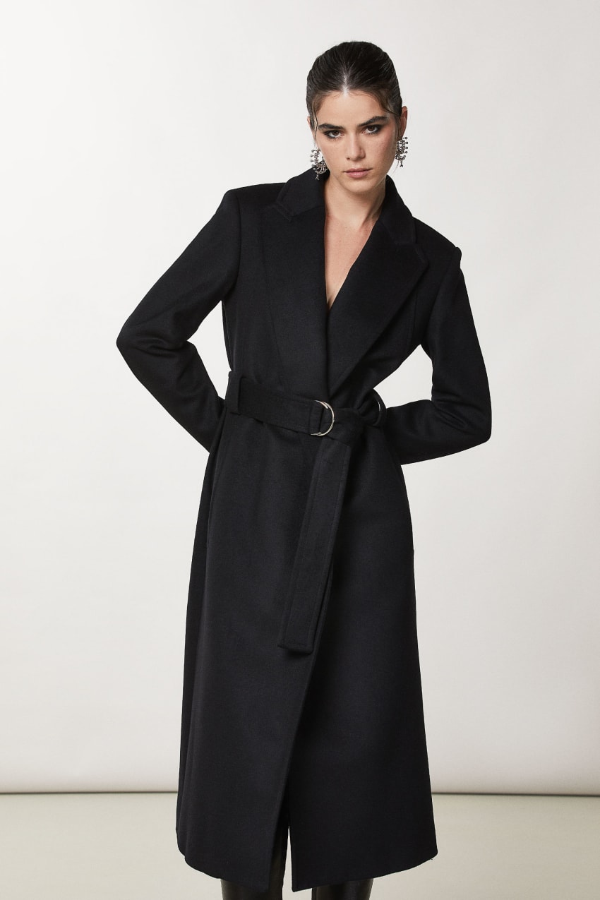 Patrizia Pepe Essential Coat With Belt Czarne | 3104PLMJN