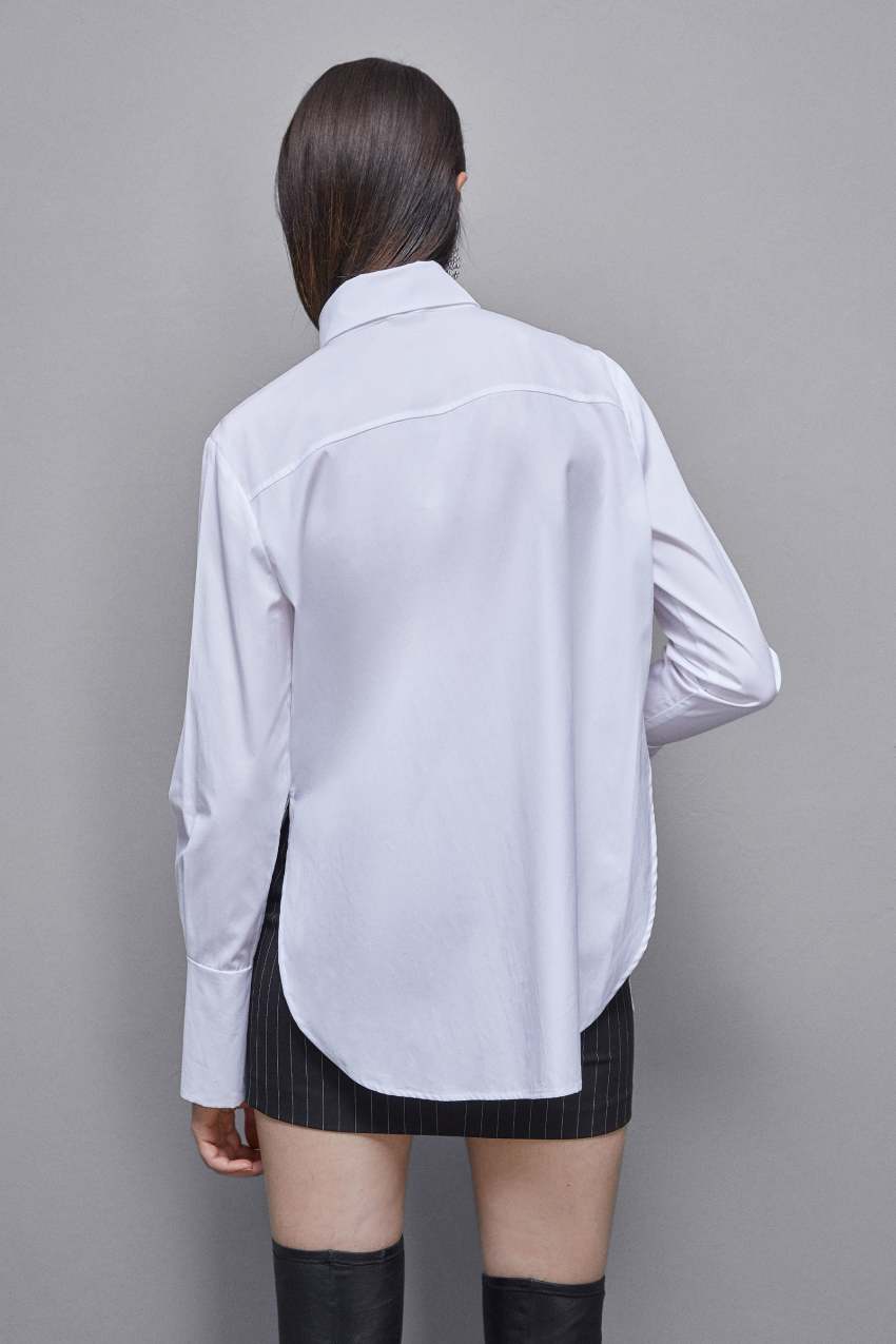 Patrizia Pepe Essential Cotton Shirt With Pocket Białe | 0472SZKET