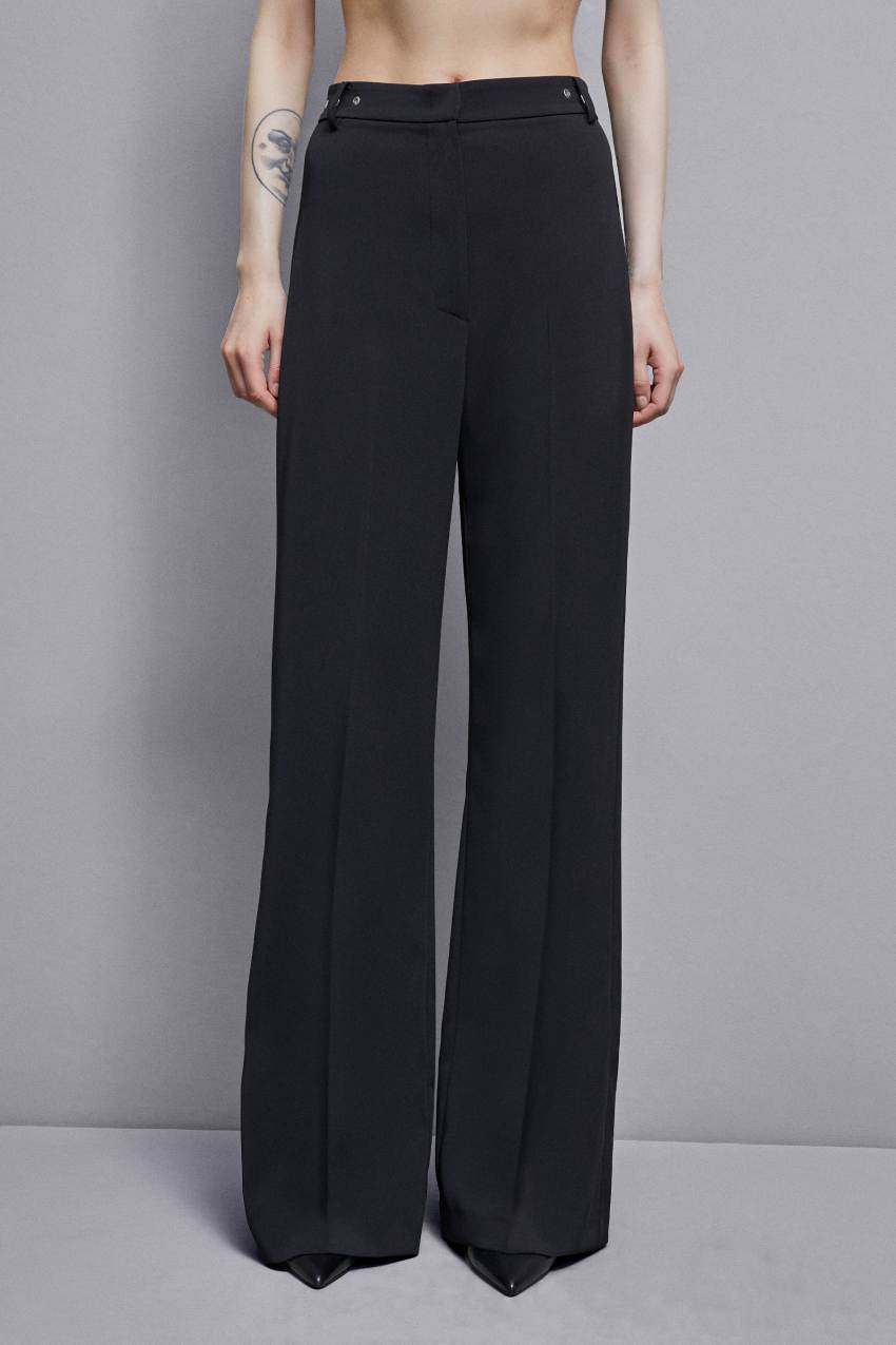 Patrizia Pepe Essential Crepe Palazzo-fit Pants Czarne | 4683ZCEBH