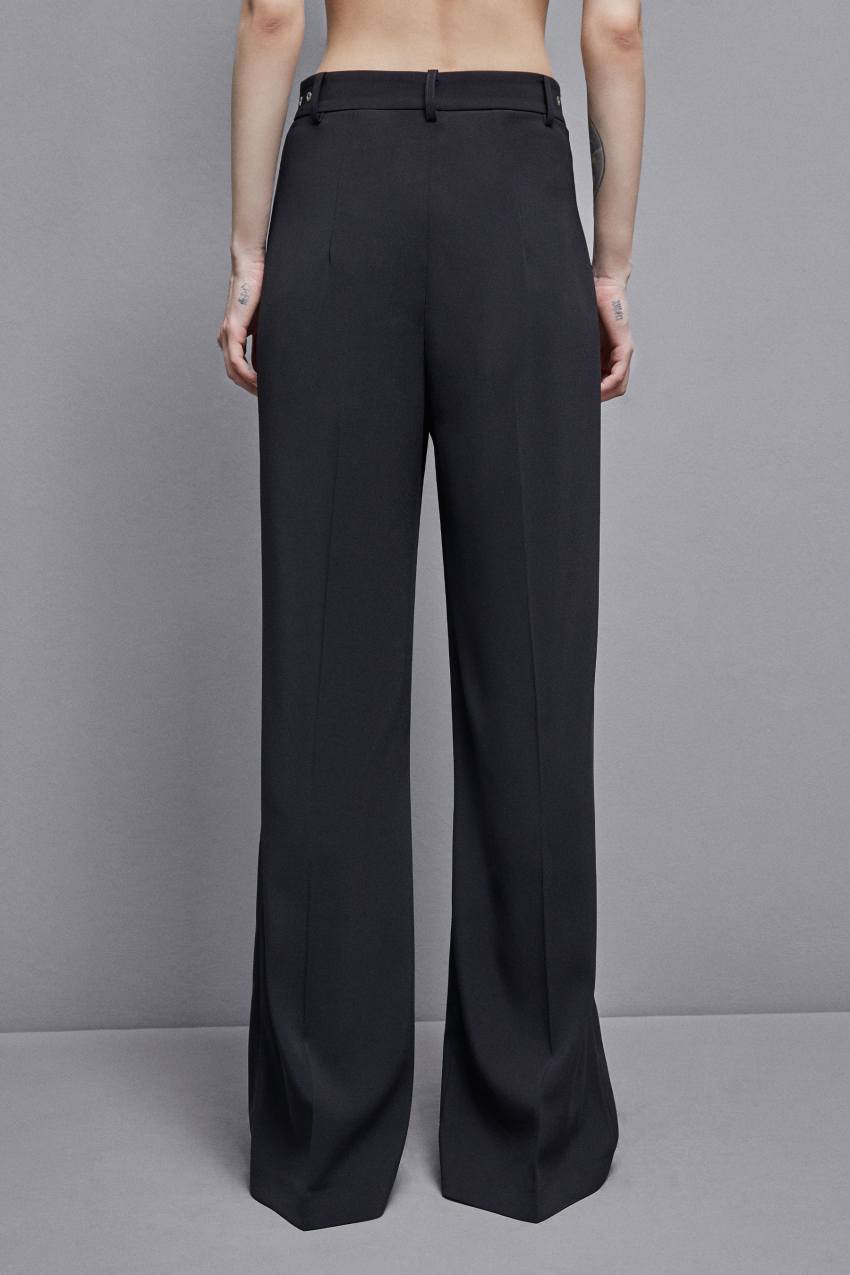 Patrizia Pepe Essential Crepe Palazzo-fit Pants Czarne | 4683ZCEBH