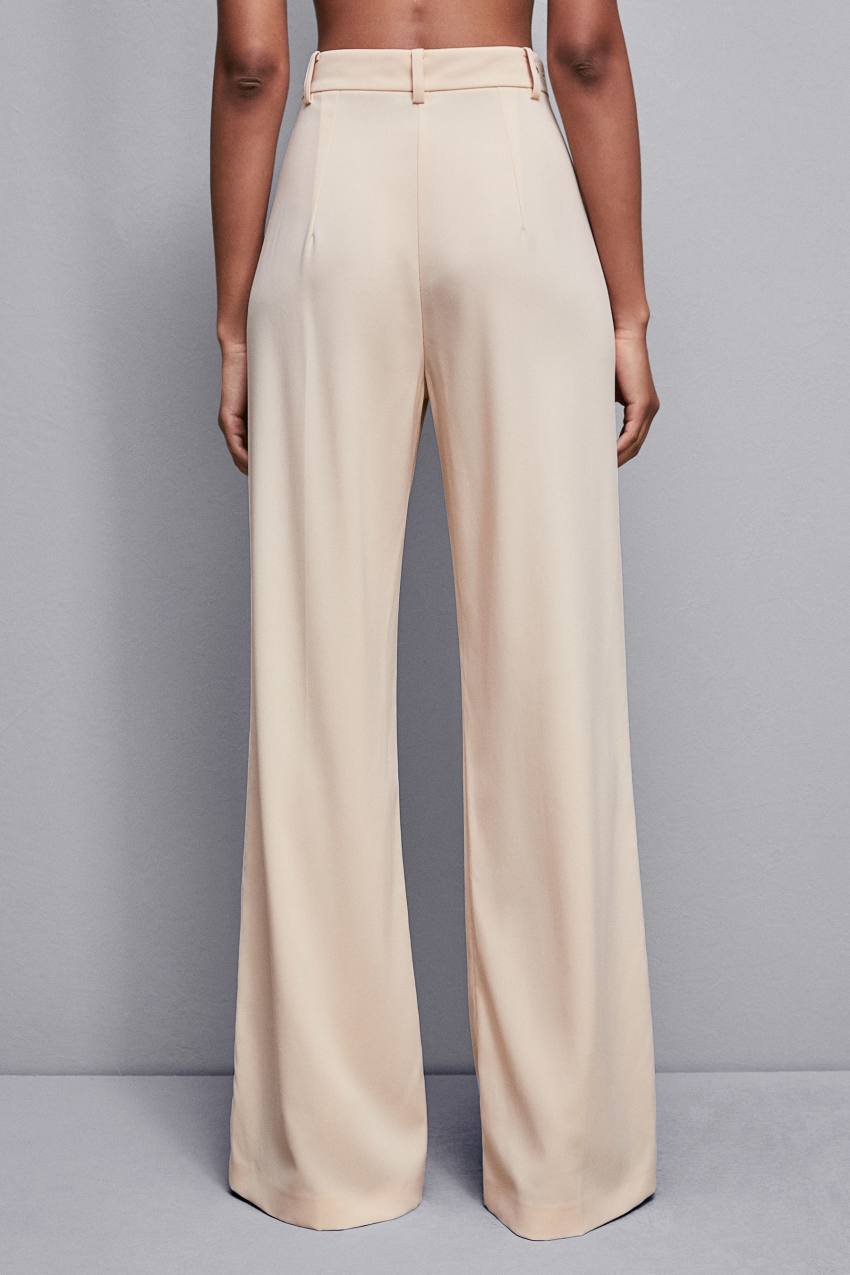 Patrizia Pepe Essential Crepe Palazzo-fit Pants Beżowe | 7248BDVLE