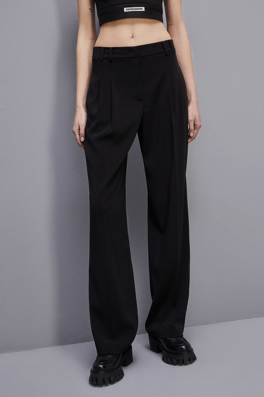 Patrizia Pepe Essential Crepe Pants Czarne | 1078ZPHMA