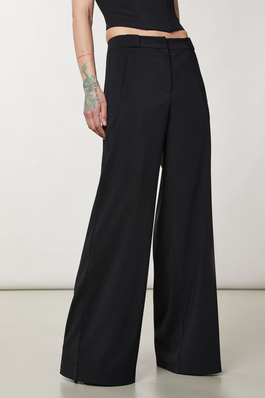 Patrizia Pepe Essential Palazzo Pants Czarne | 8310YOITC