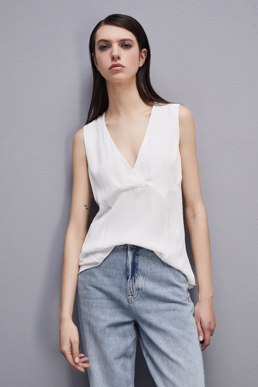 Patrizia Pepe Essential Sleeveless Top Białe | 7035PFAKL