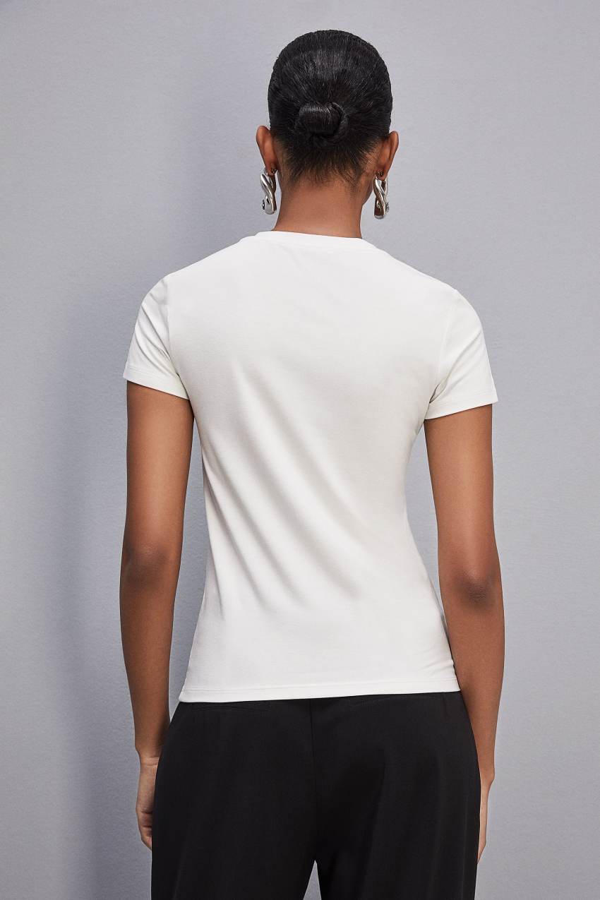 Patrizia Pepe Essential T-shirt Białe | 5071BEPOL