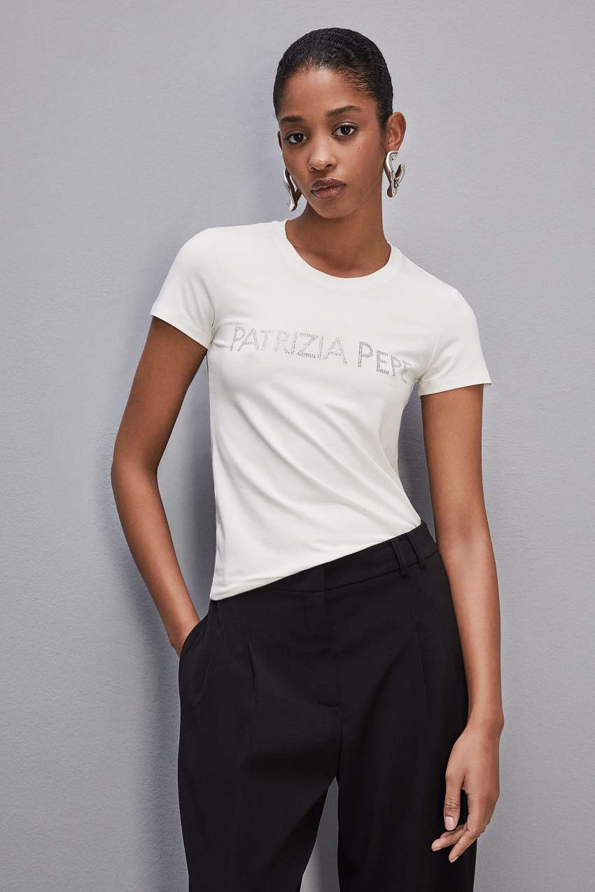 Patrizia Pepe Essential T-shirt Białe | 5071BEPOL