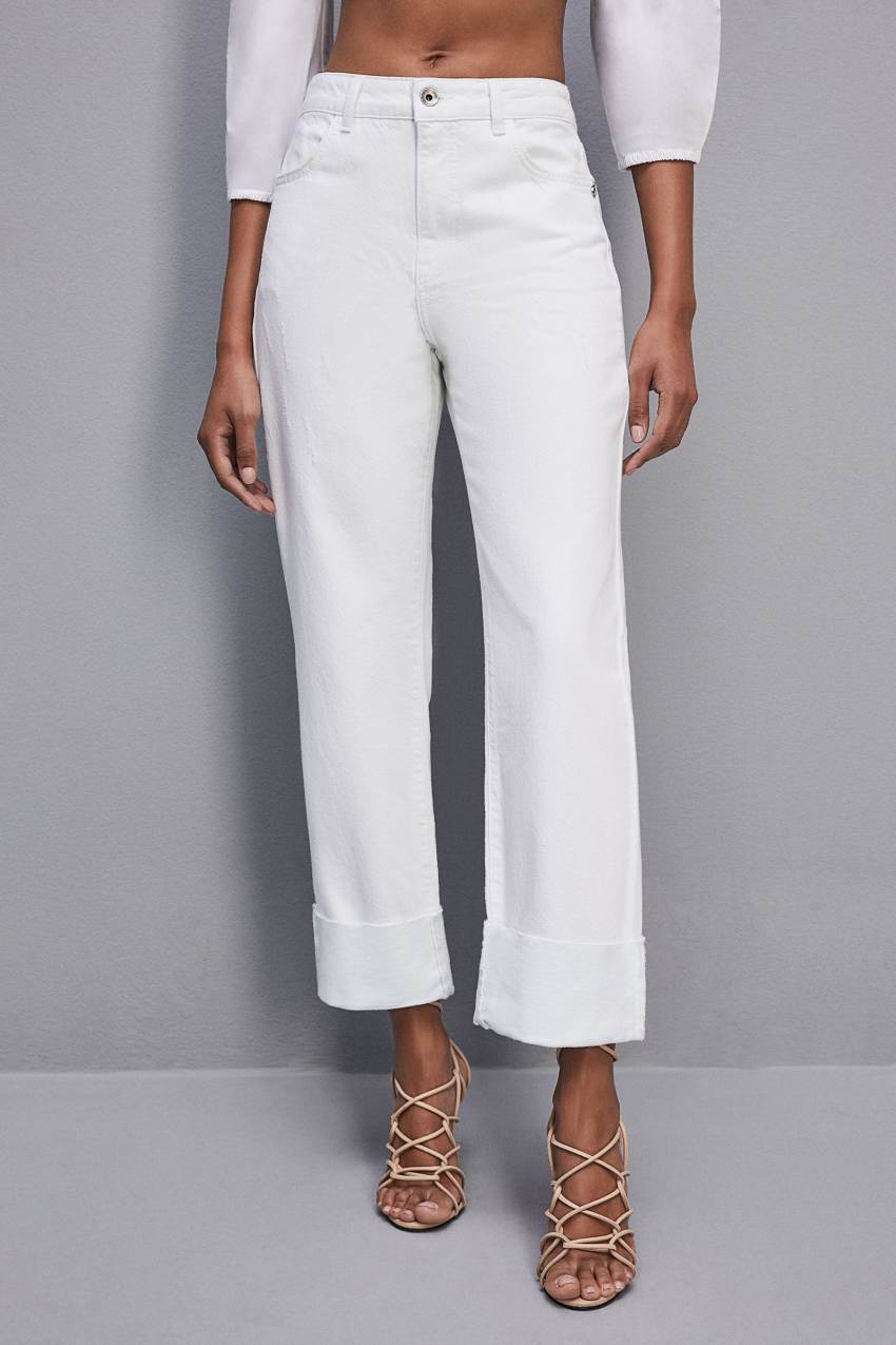 Patrizia Pepe Essential White Bull Denim Pants Białe | 5913MNDIS