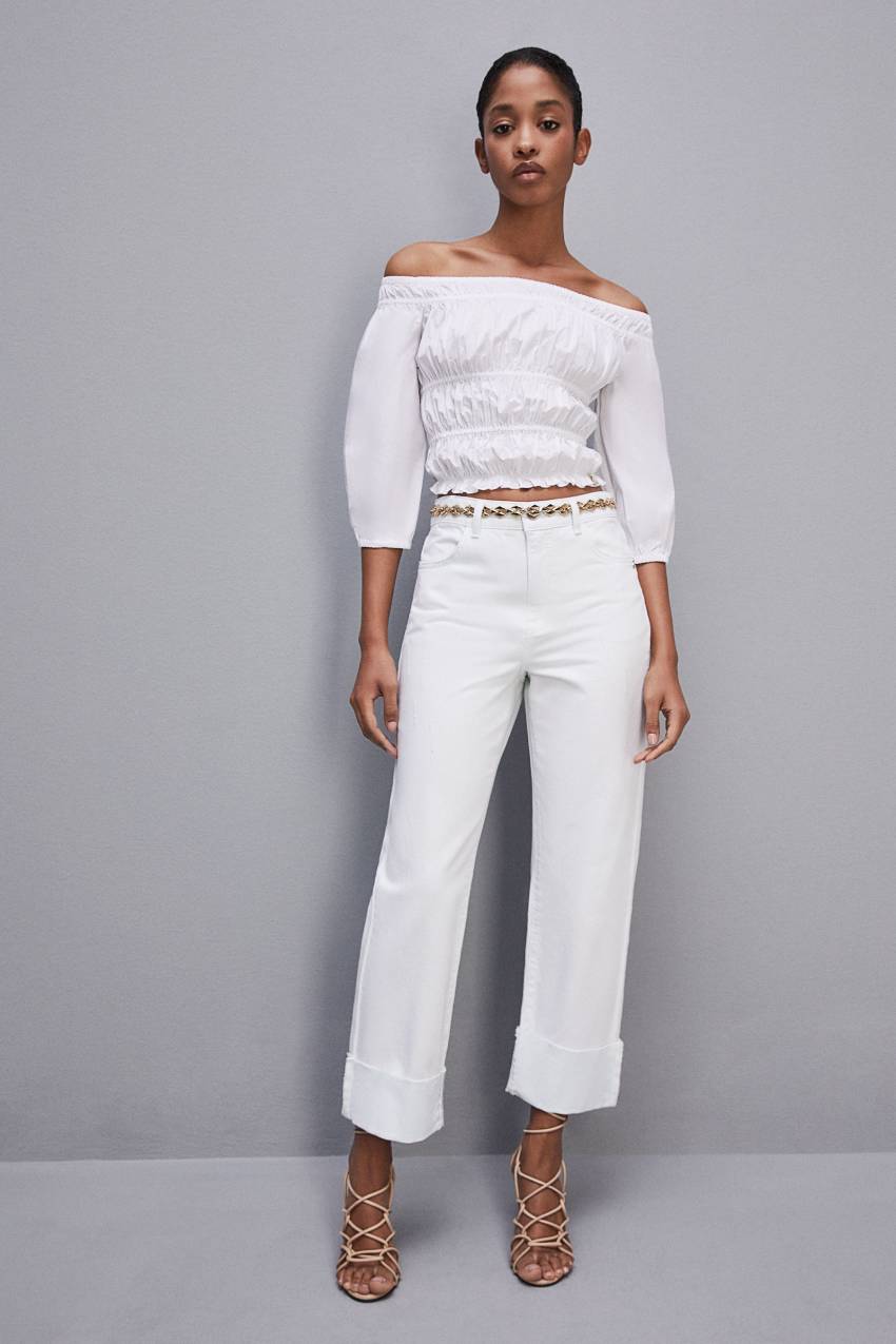 Patrizia Pepe Essential White Bull Denim Pants Białe | 5913MNDIS