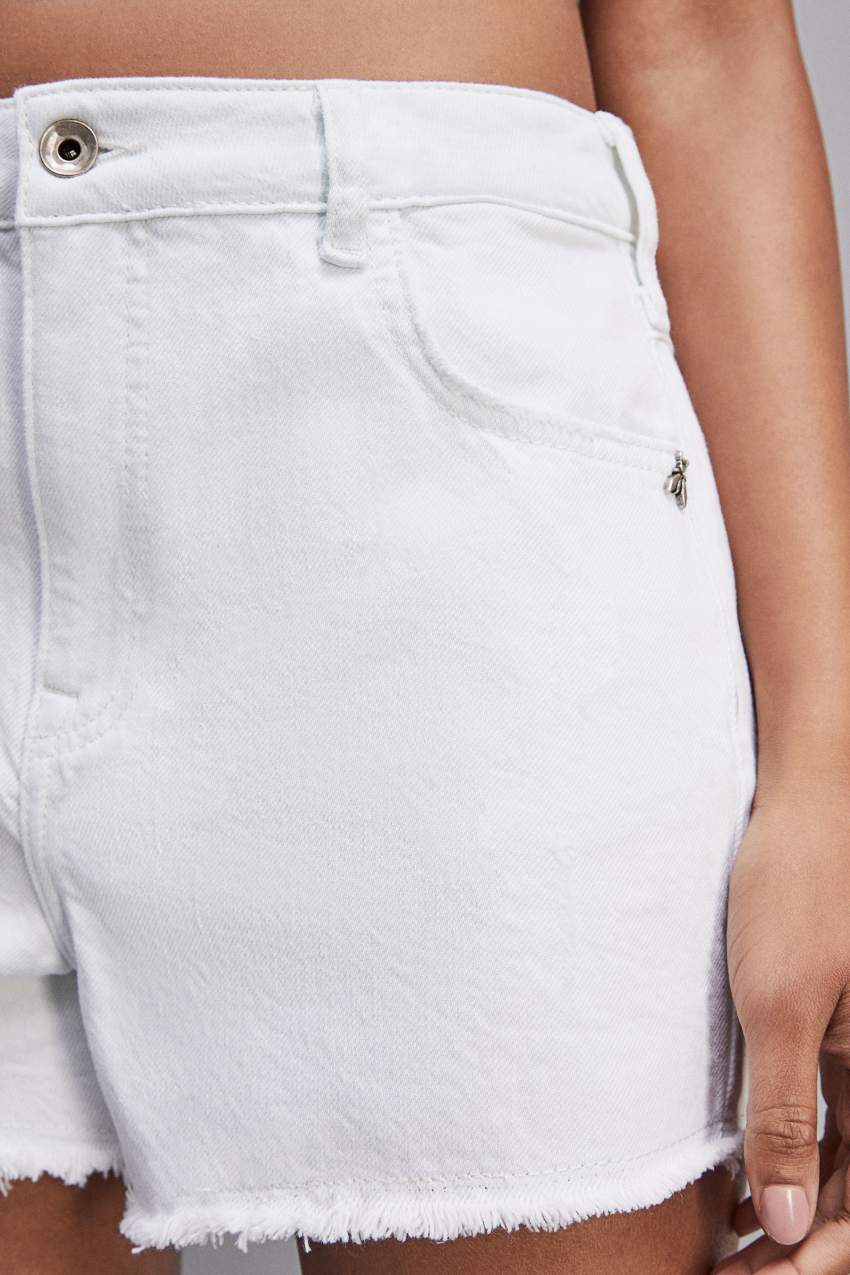 Patrizia Pepe Essential White Bull Denim Shorts Białe | 7869FTVPU