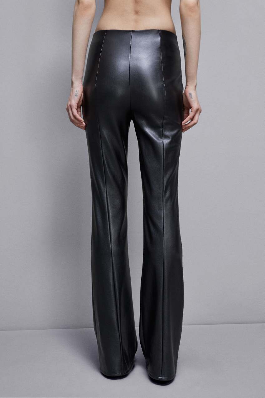 Patrizia Pepe Faux Leather High-waisted Flared Pants Czarne | 5067LMQUF