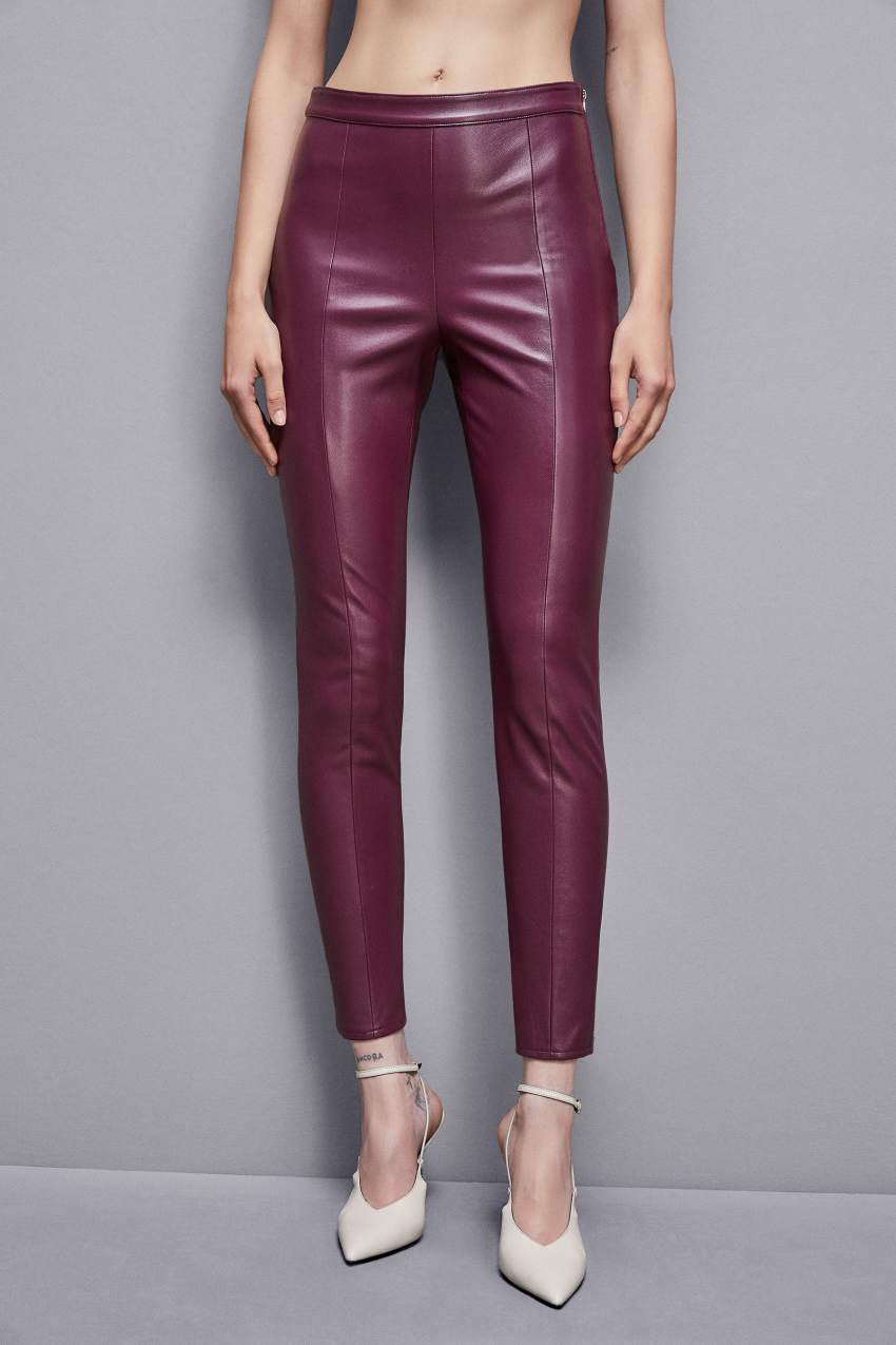 Patrizia Pepe Faux Leather Leggings Fioletowe | 9076RQFUD