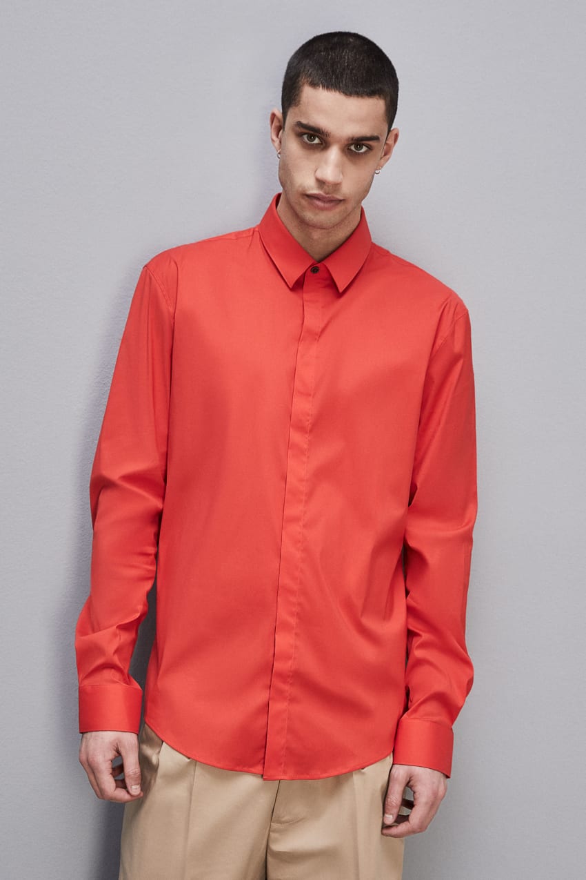 Patrizia Pepe Fitted Shirt Without Pleats In Viscose Twill Czerwone | 3785MBCHL