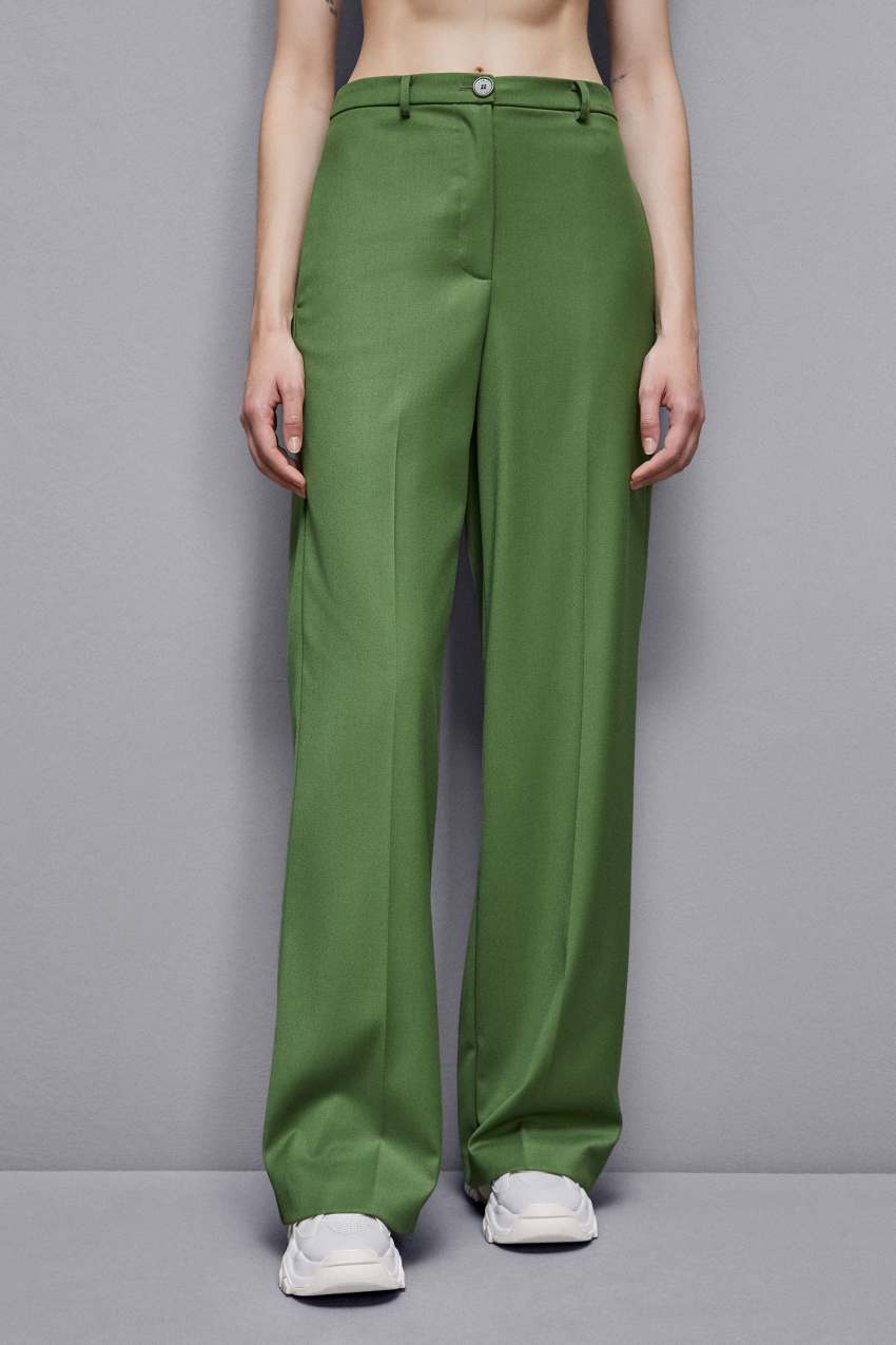 Patrizia Pepe Flannel Pants With Pleats Zielone | 3890VCIFE