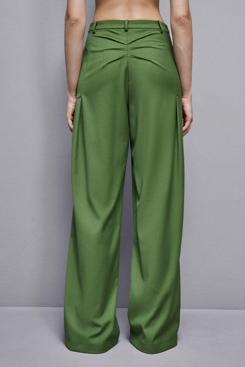 Patrizia Pepe Flannel Pants With Pleats Zielone | 3890VCIFE