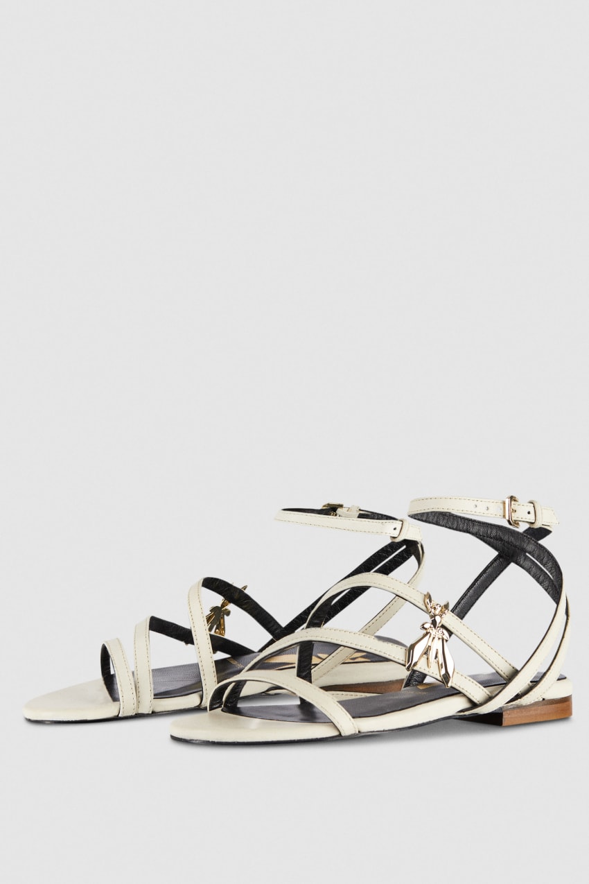 Patrizia Pepe Flat Leather Sandals Beżowe | 7640FRMCT