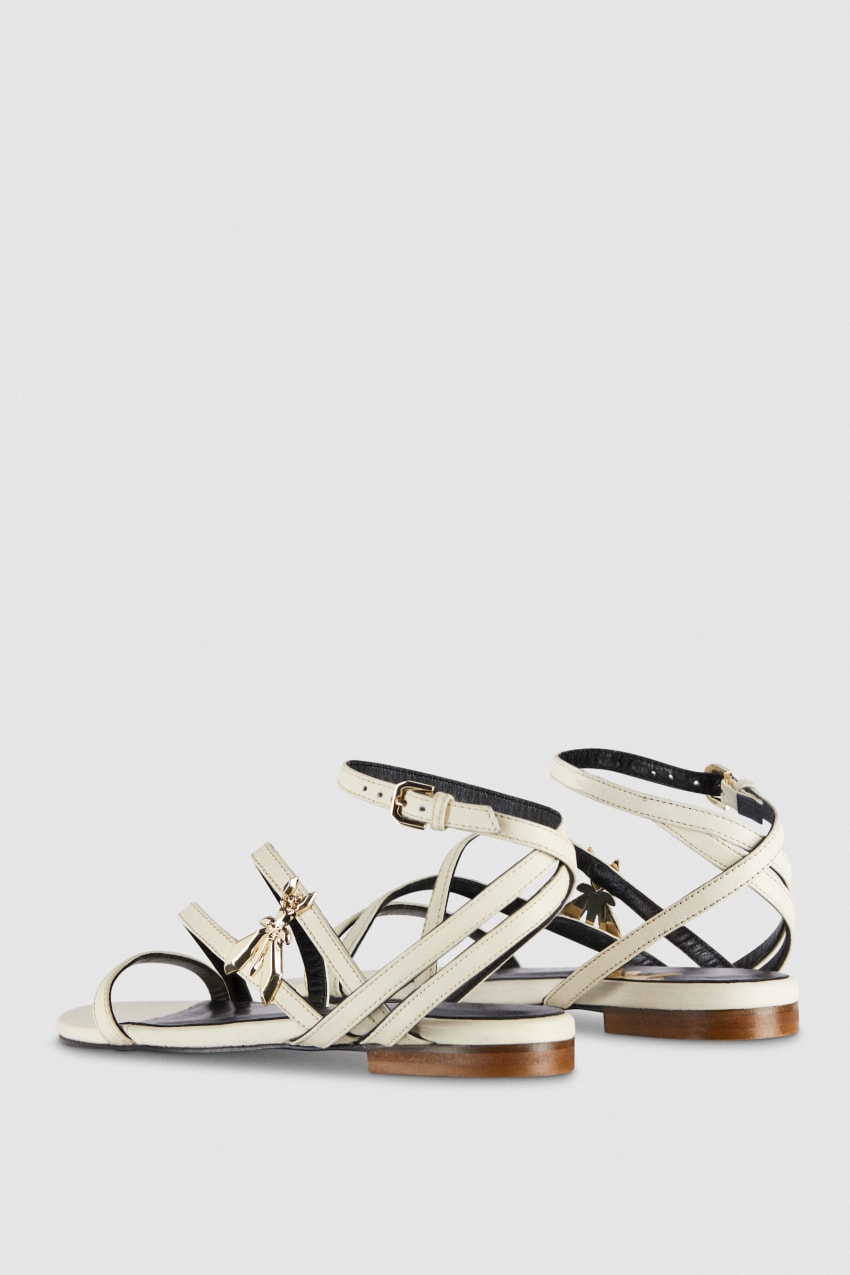 Patrizia Pepe Flat Leather Sandals Beżowe | 7640FRMCT