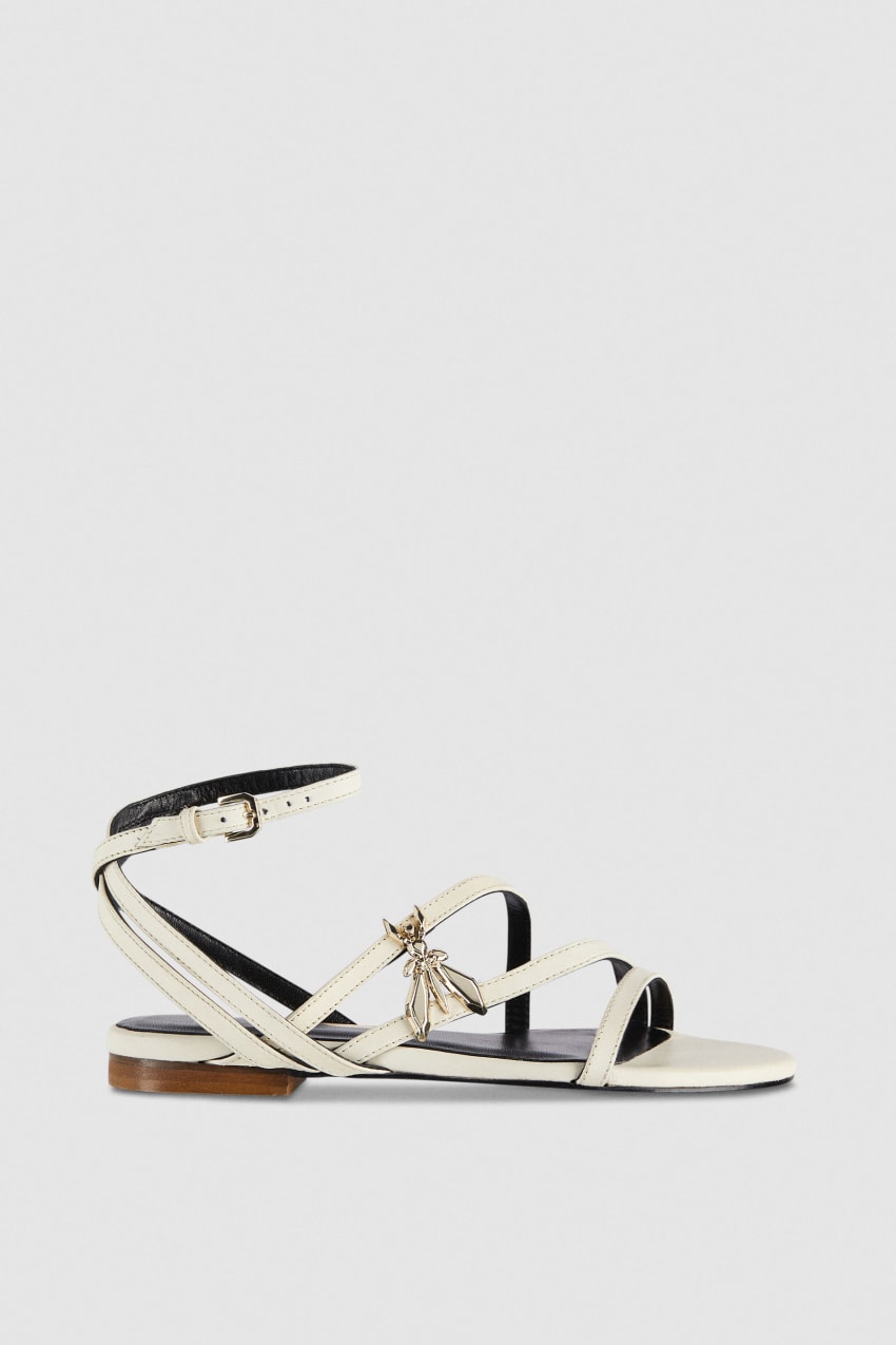 Patrizia Pepe Flat Leather Sandals Beżowe | 7640FRMCT