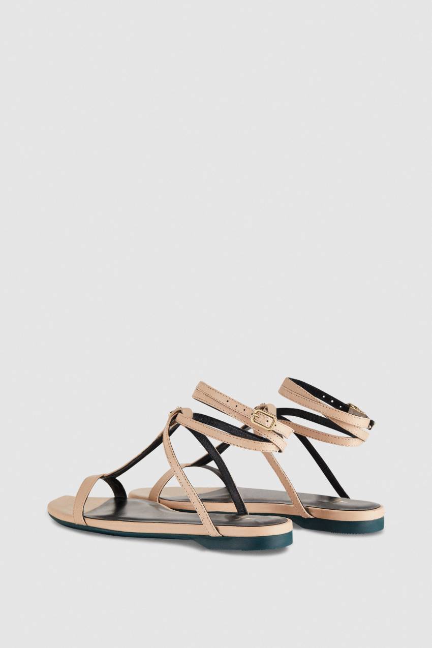 Patrizia Pepe Flat Sandals With Ankle Strap Beżowe | 7168OKRUY