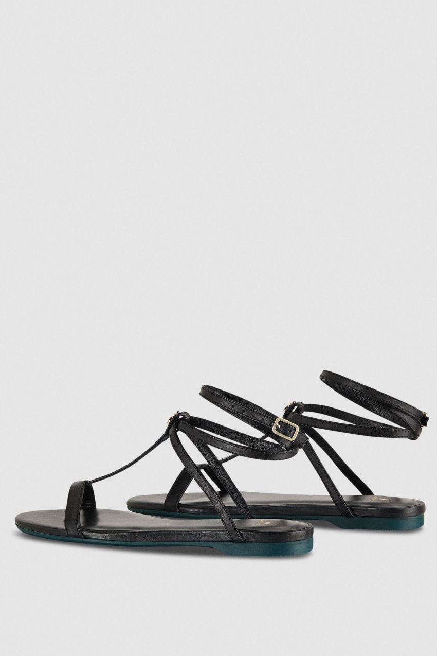 Patrizia Pepe Flat Sandals With Ankle Strap Czarne | 8759ORMIU