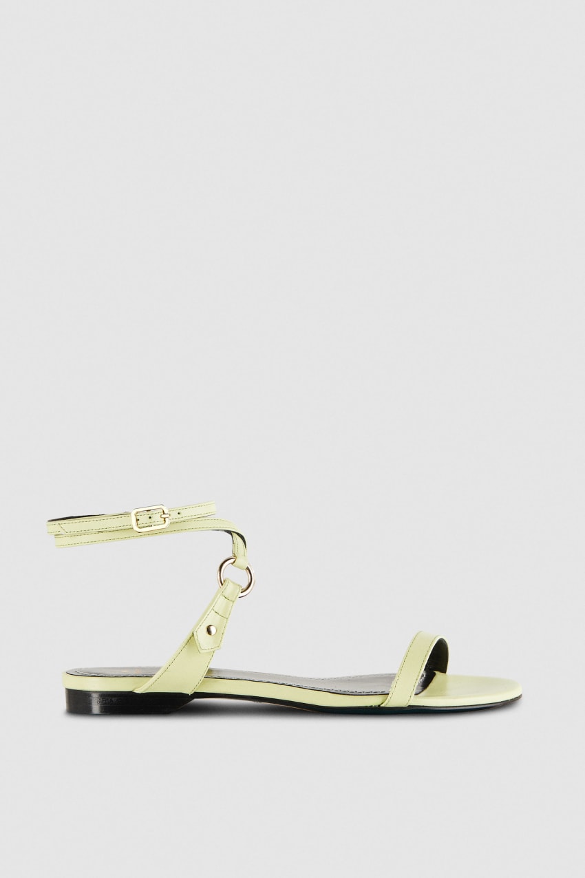 Patrizia Pepe Flat Smooth Leather Sandals Żółte | 7860EOCIM