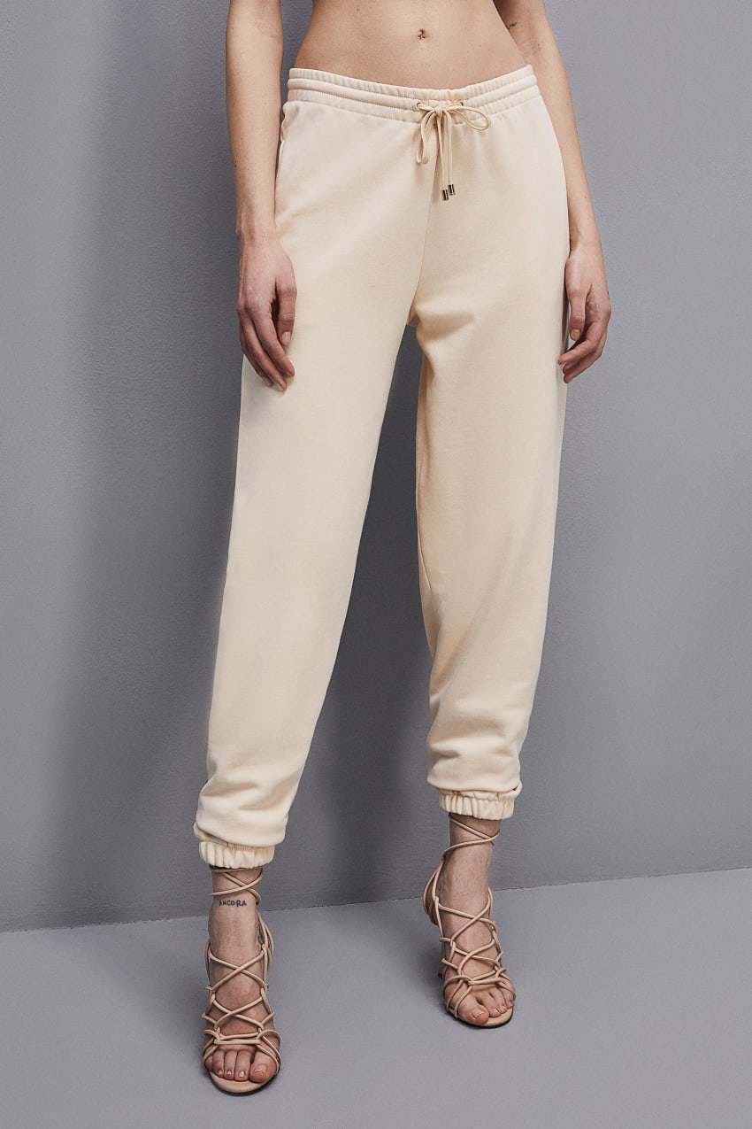 Patrizia Pepe Fleece Jogger Pants Beżowe | 5168ILMSE