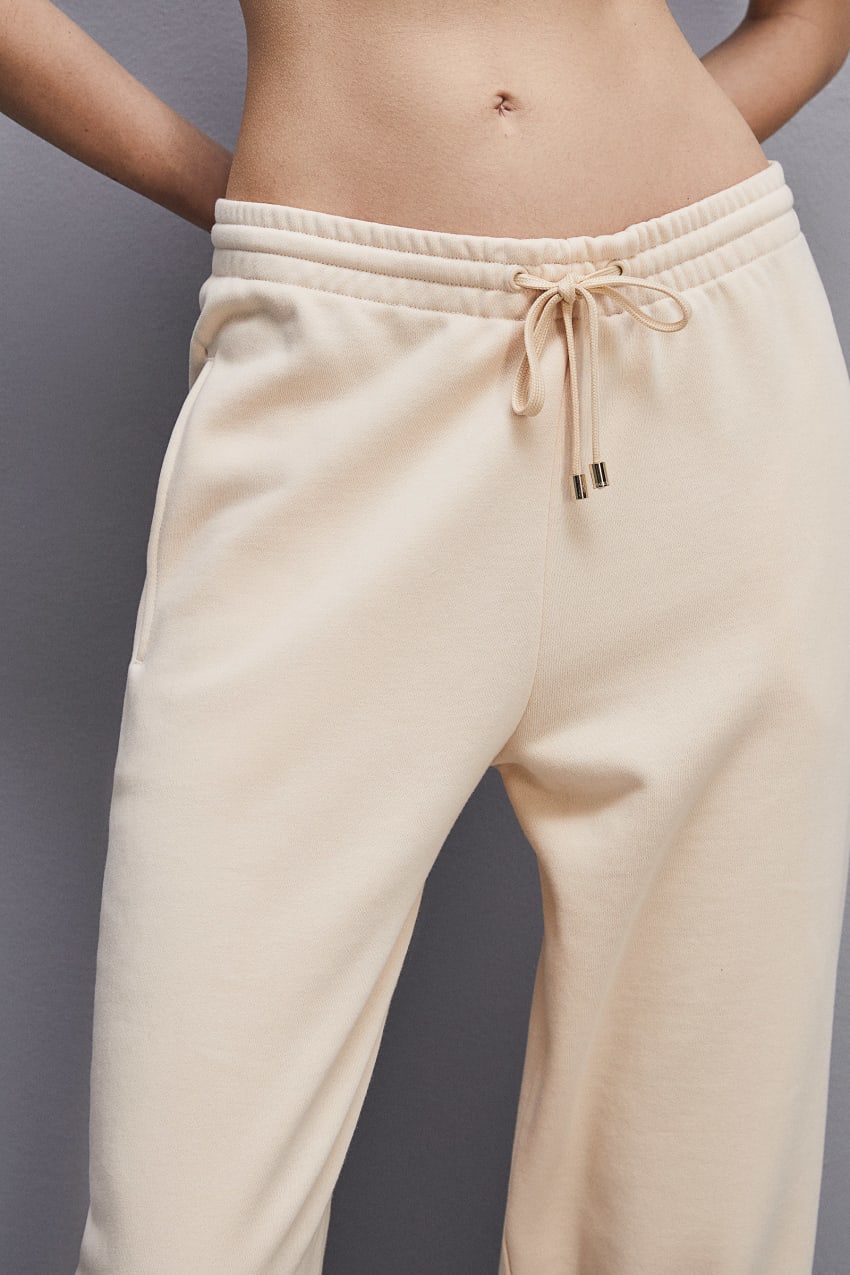 Patrizia Pepe Fleece Jogger Pants Beżowe | 5168ILMSE