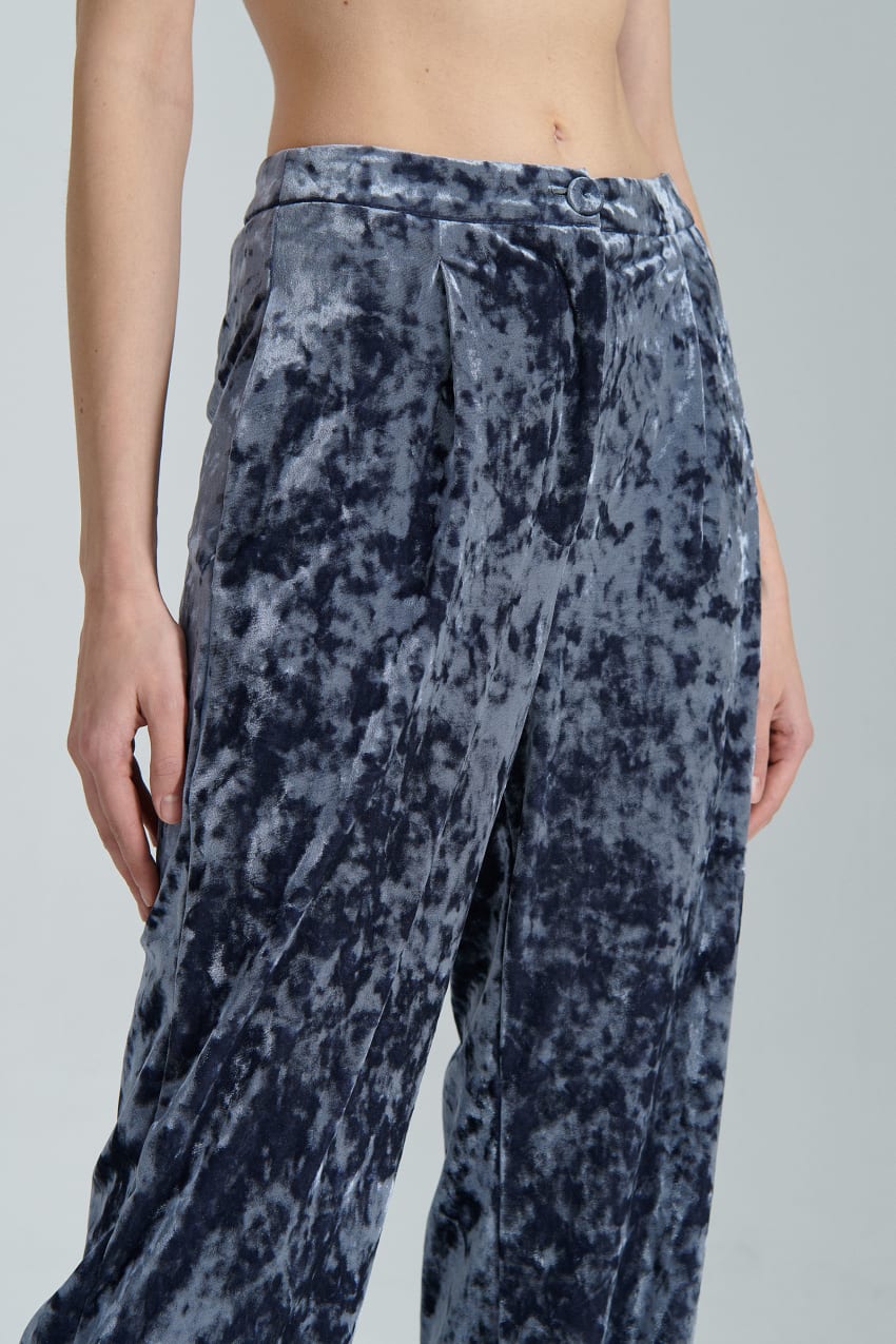 Patrizia Pepe Flowing Velvet Pants Niebieskie | 9563FGYVX