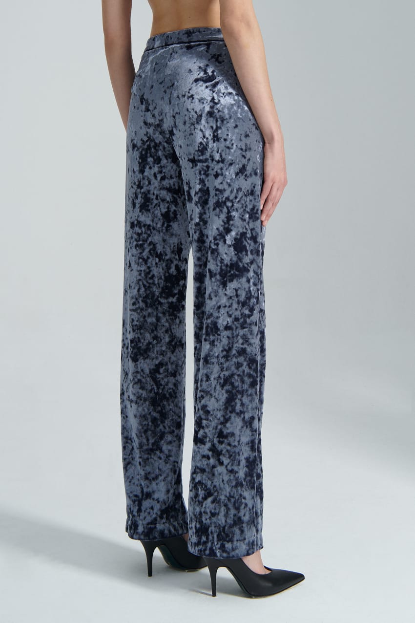 Patrizia Pepe Flowing Velvet Pants Niebieskie | 9563FGYVX