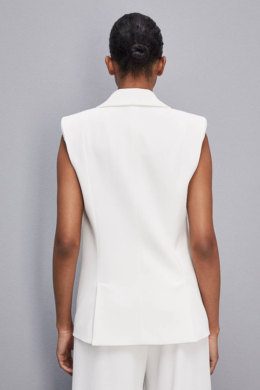 Patrizia Pepe Fluid Twill Sleeveless Vest Białe | 7136IKTRM