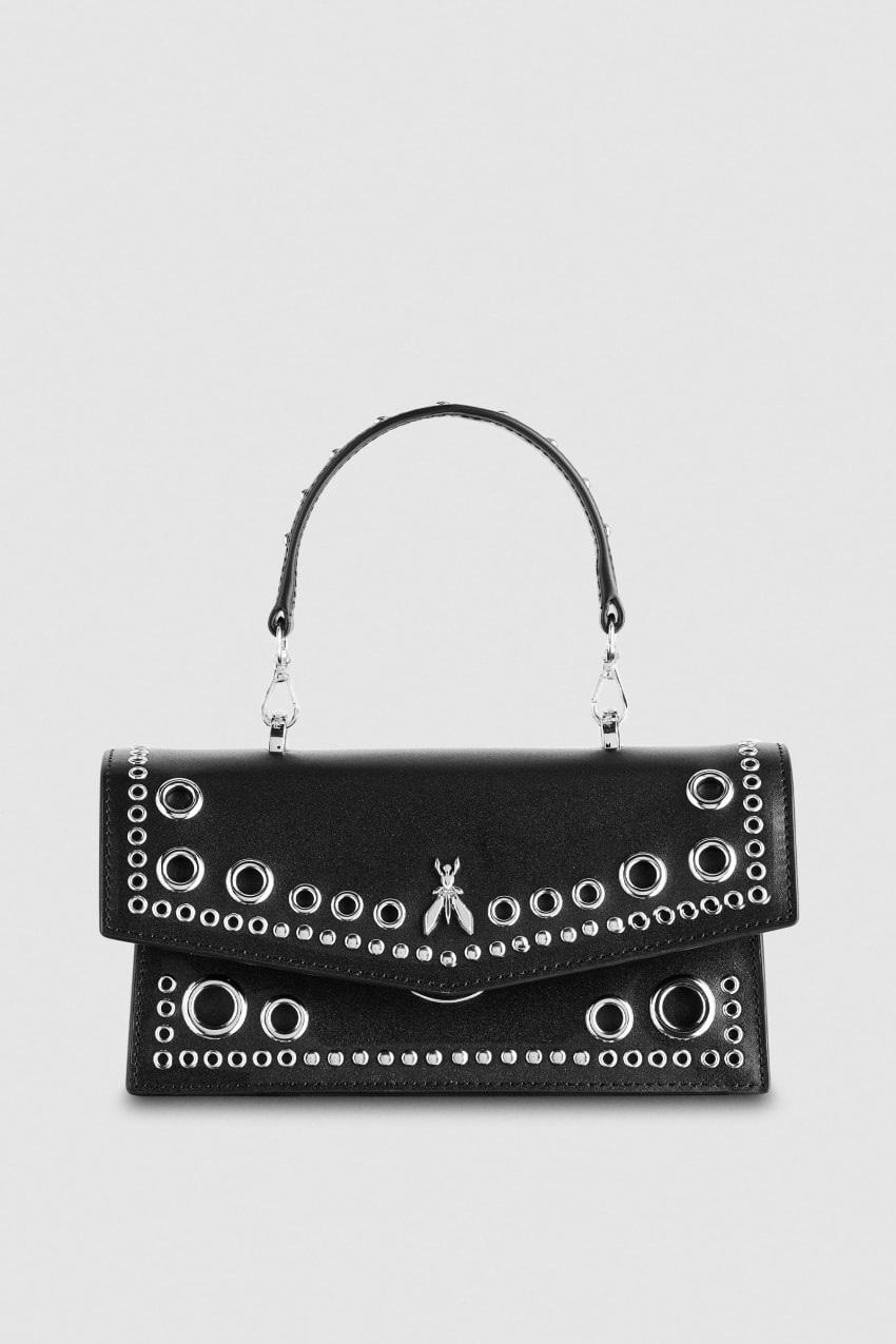 Patrizia Pepe Fly Bamby Eyelet Bag Czarne | 0759HWCUS