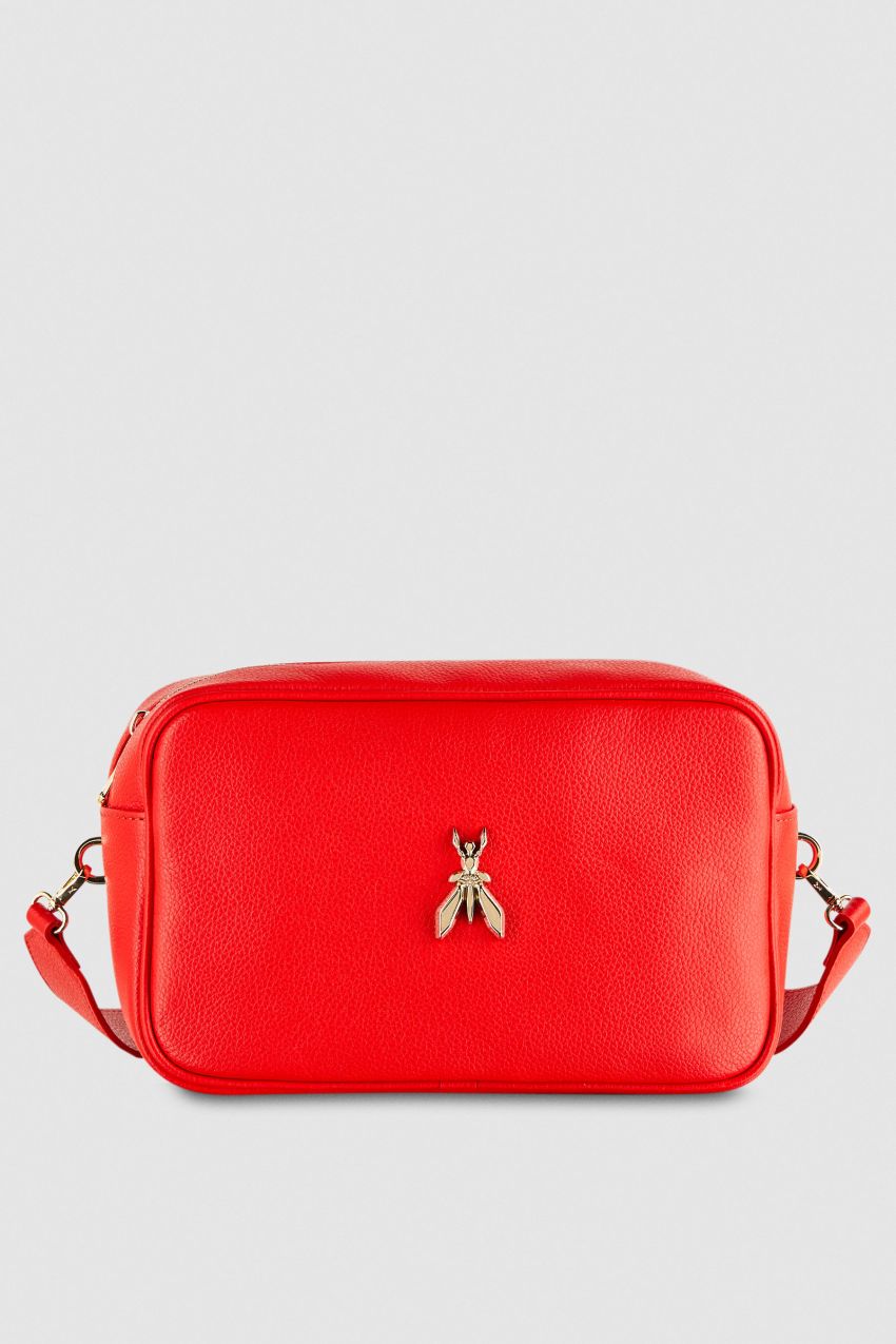 Patrizia Pepe Fly Camera Leather Bag With Chain Czerwone | 6204AILKD